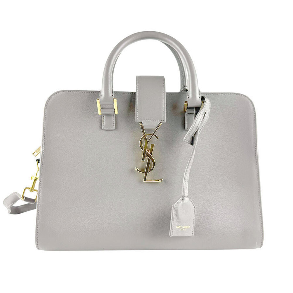 Saint Laurent Baby Cabas 2way Shoulder Bag leather gray gold